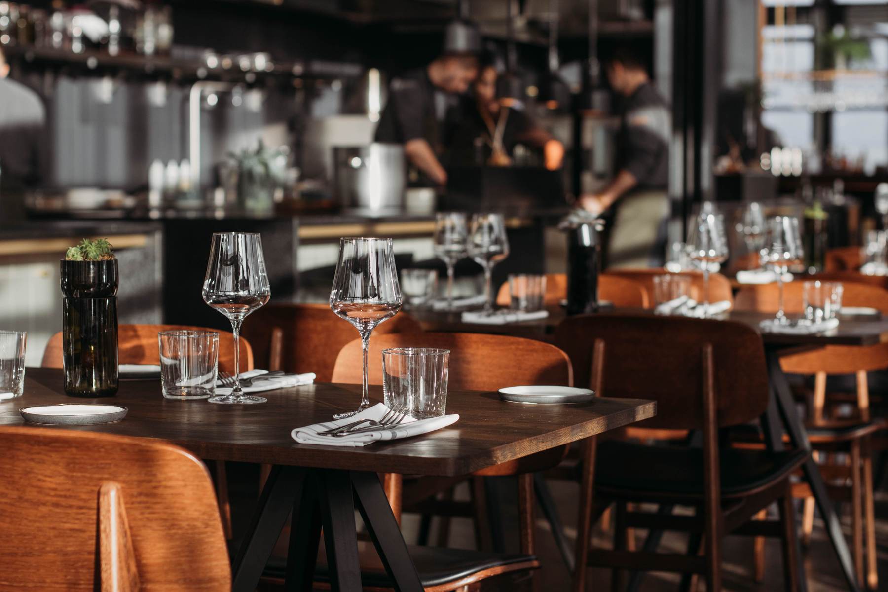 A Melbourne dining room set for evening service