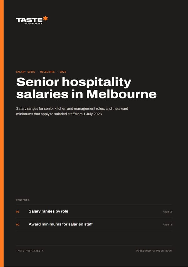 Cover of the Taste Hospitality salary guide 2026